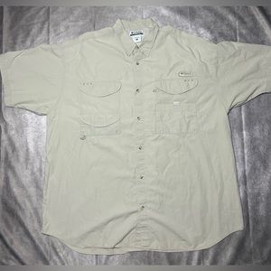 Columbia PFG Shirt XXL Beige Men Sportswear Button Up Vented Fishing Gear